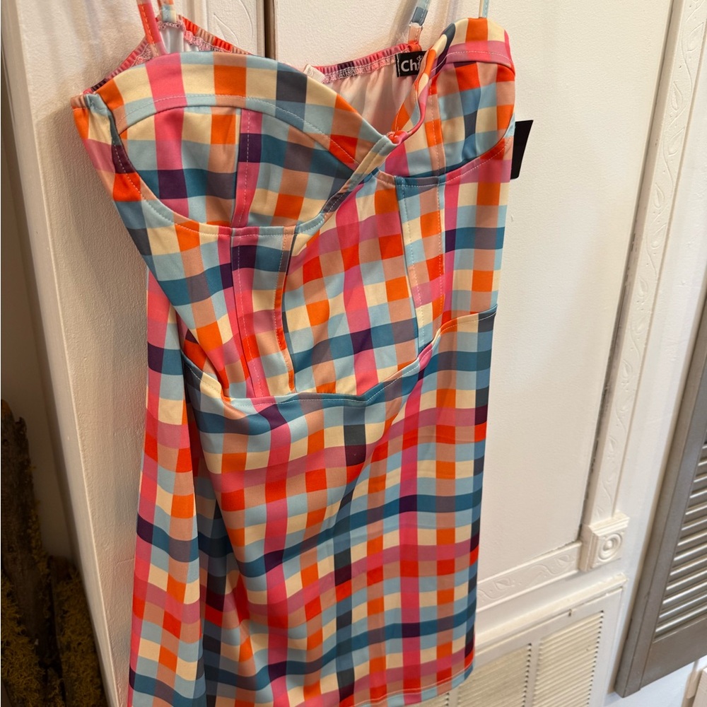 Chic Multicolor Checkered Dress